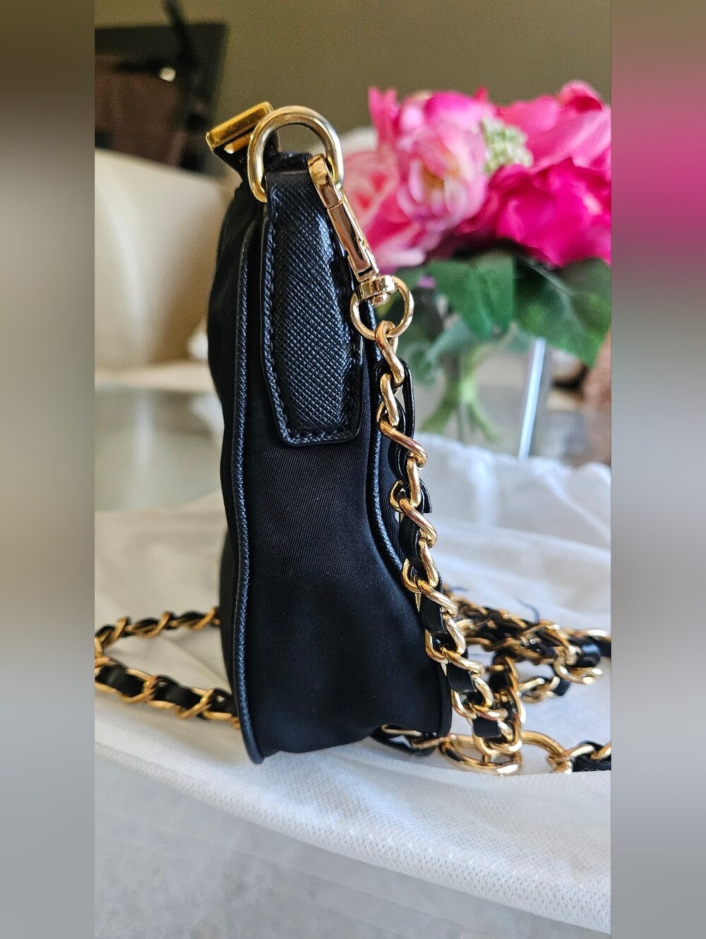 Authentic Prada Tessuto & Saffiano Crossbody Bag / Clutch (Nero/Black) - Picture 7 of 14